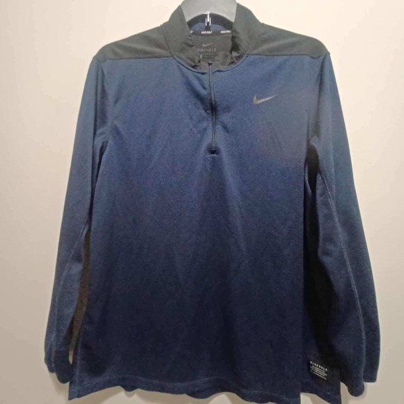 Nike Golf Dri-FIT Pullover Men's XL Long Sleeve Blue Black 1/4 Zip Shirt - Picture 1 of 7